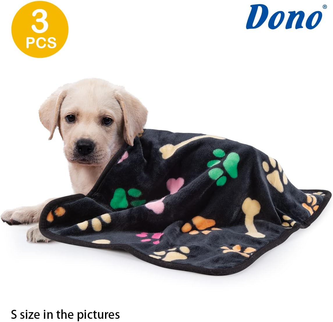 1 Pack 3 Dog Blankets, Soft Fluffy Fleece Pet Blanket Warm Sleep Mat Paw Print Design Puppy Kitten Throw Blankets Doggy Blanket for Dogs
