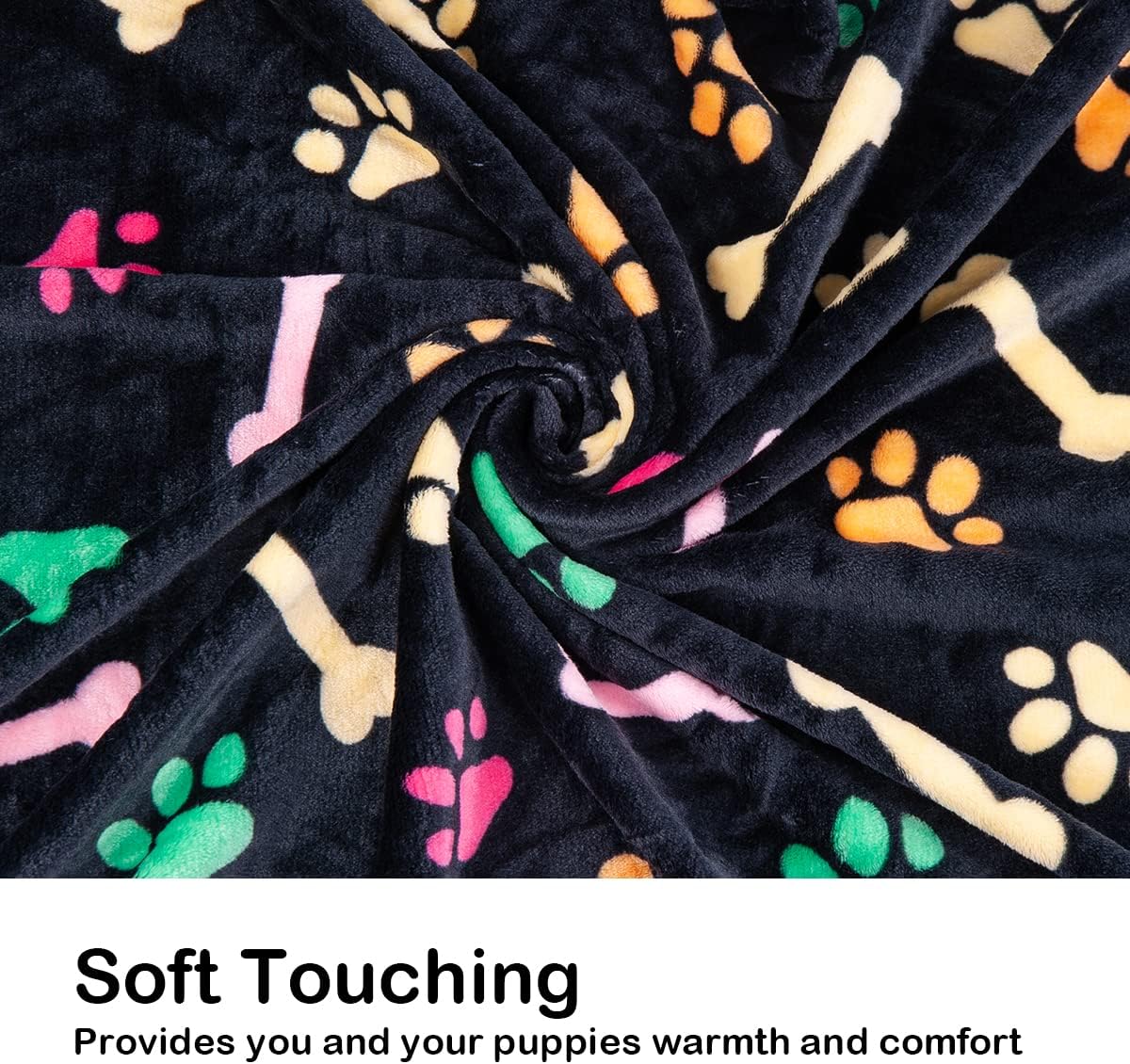 1 Pack 3 Dog Blankets, Soft Fluffy Fleece Pet Blanket Warm Sleep Mat Paw Print Design Puppy Kitten Throw Blankets Doggy Blanket for Dogs
