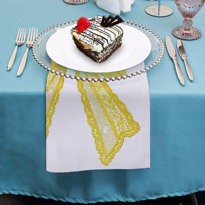 Delicate Watercolor Yellow Lace Bow Cloth Napkins Set of 6, Square Premium Reusable Washable Polyester Table Linen Napkin for Dinner Party