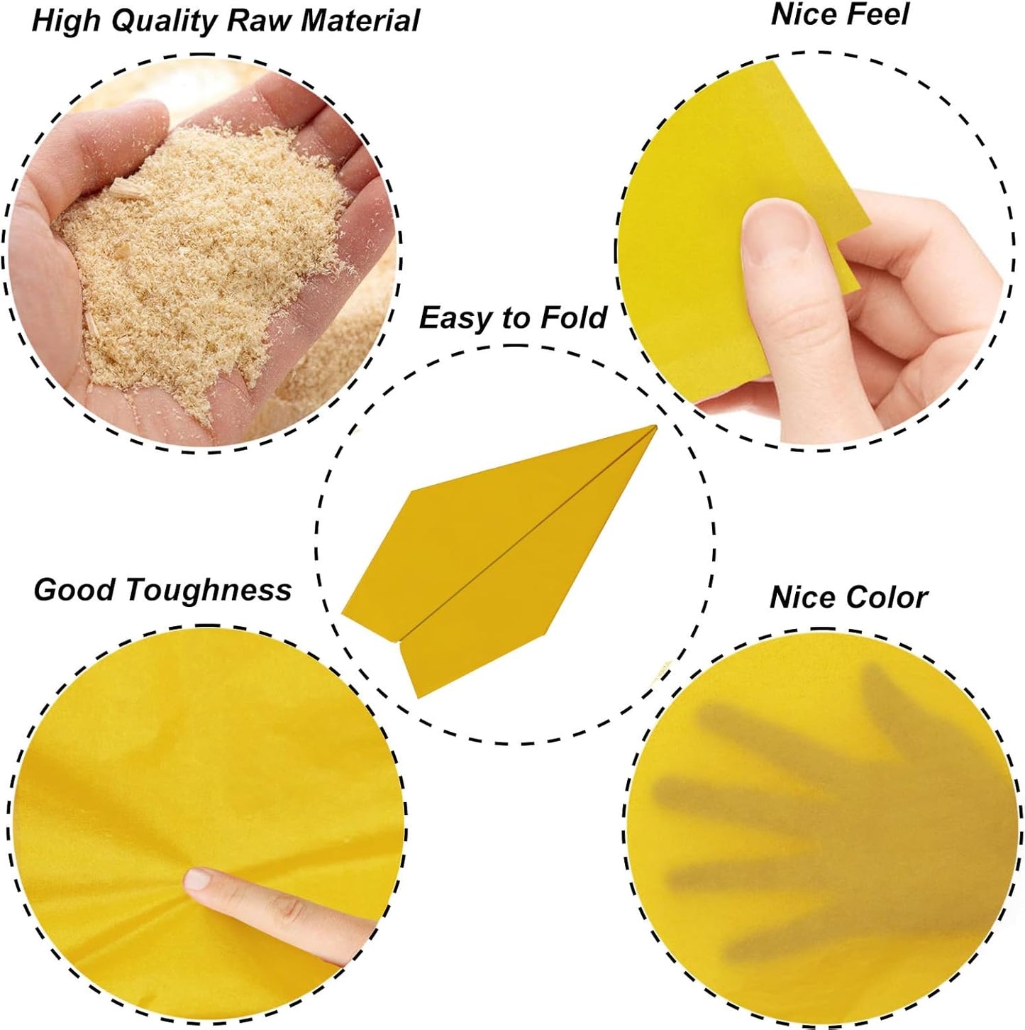 100 Sheets Yellow Tissue Paper 20x14 Inches | Tissue Paper for Gift Bags Wrapping Paper Bulk for DIY Crafts Birthday Festival Holidays Decorative