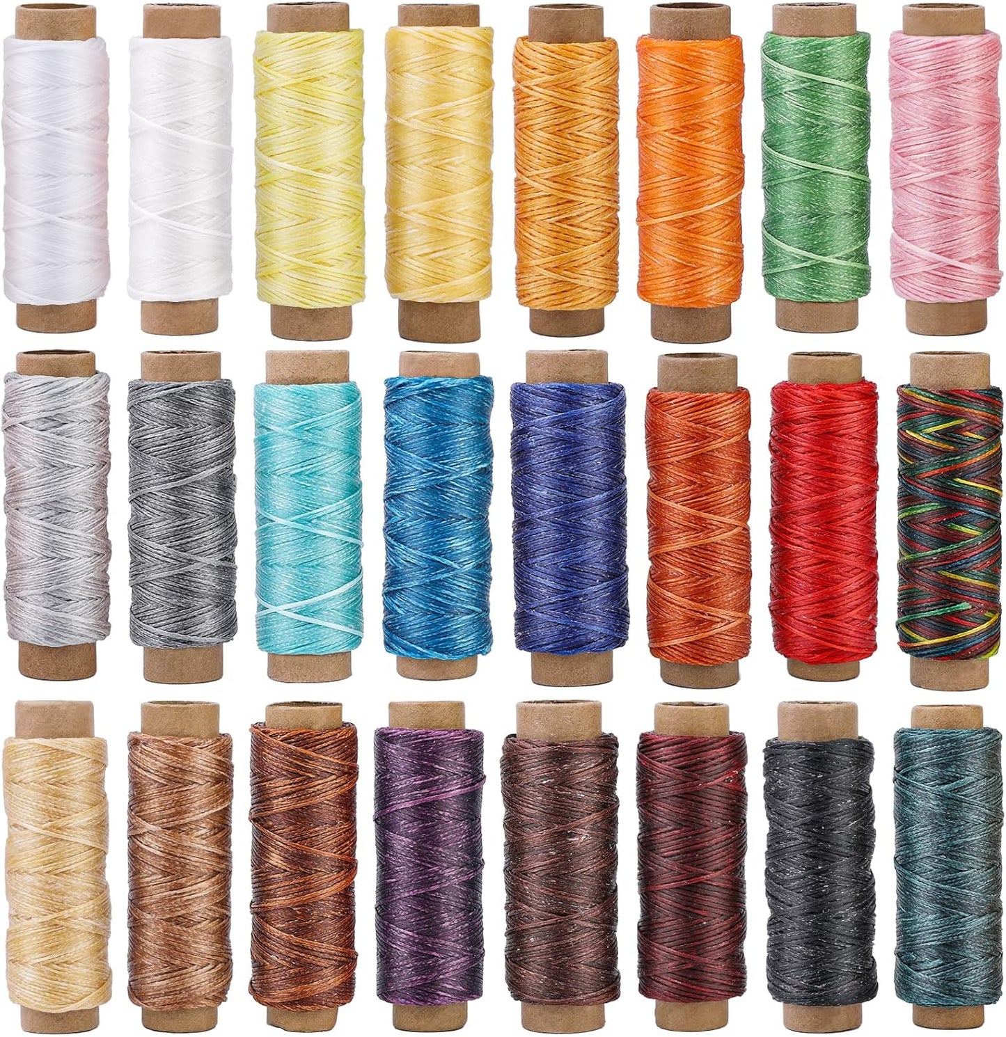 24 Colors Leathercraft Waxed Thread, Waxed Linen Thread, Wax String | for Leather Craft DIY, Bookbinding, Shoe Repairing, Leather Sewing