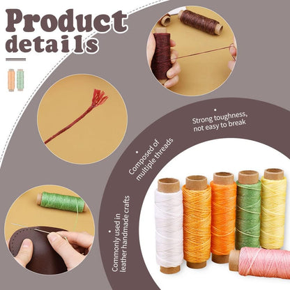 24 Colors Leathercraft Waxed Thread, Waxed Linen Thread, Wax String | for Leather Craft DIY, Bookbinding, Shoe Repairing, Leather Sewing