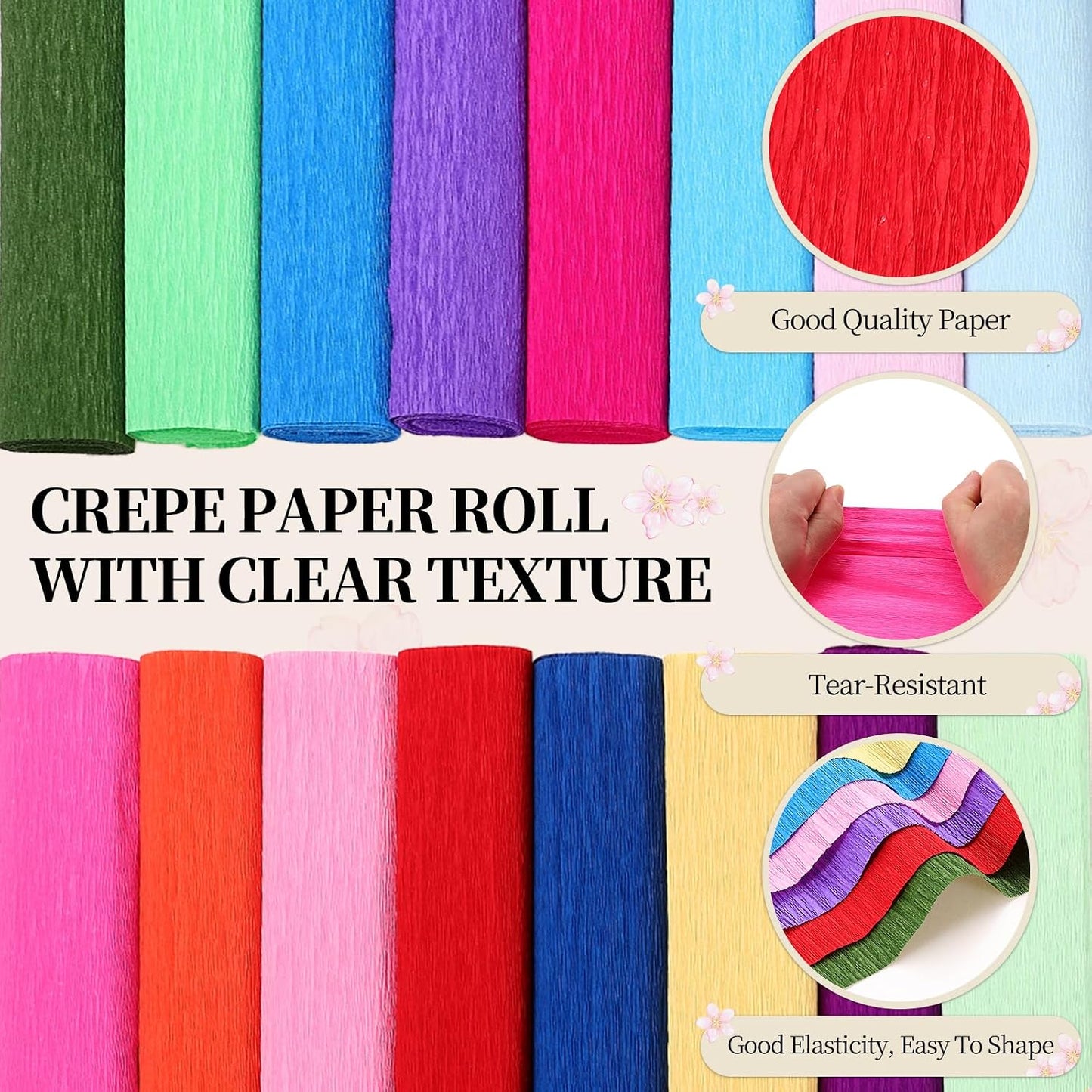 19.7" Wide 8.2Ft Long Crepe Paper Roll, Thickened Crepe Paper Sheets with Adhesive Tape for Flower Making DIY Gift Wrapping Wedding Ceremony Decoration (Lemon Yellow, Pack of 2)