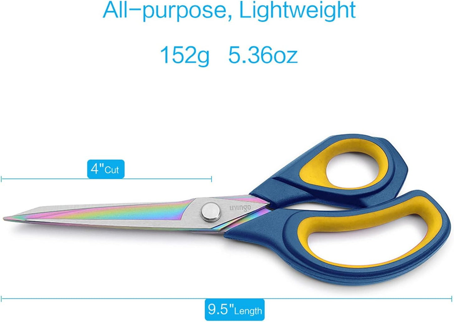 Fabric Scissors 9.5" Titanium Coated Heavy Duty Sewing Shears | Sharp Forged Stainless Steel Edge, Ergonomic Grip, Dressmaking Leather Cutting Craft Supplies