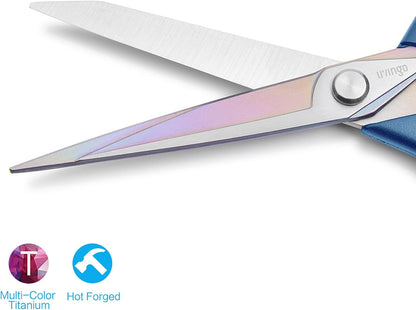 Fabric Scissors 9.5" Titanium Coated Heavy Duty Sewing Shears | Sharp Forged Stainless Steel Edge, Ergonomic Grip, Dressmaking Leather Cutting Craft Supplies