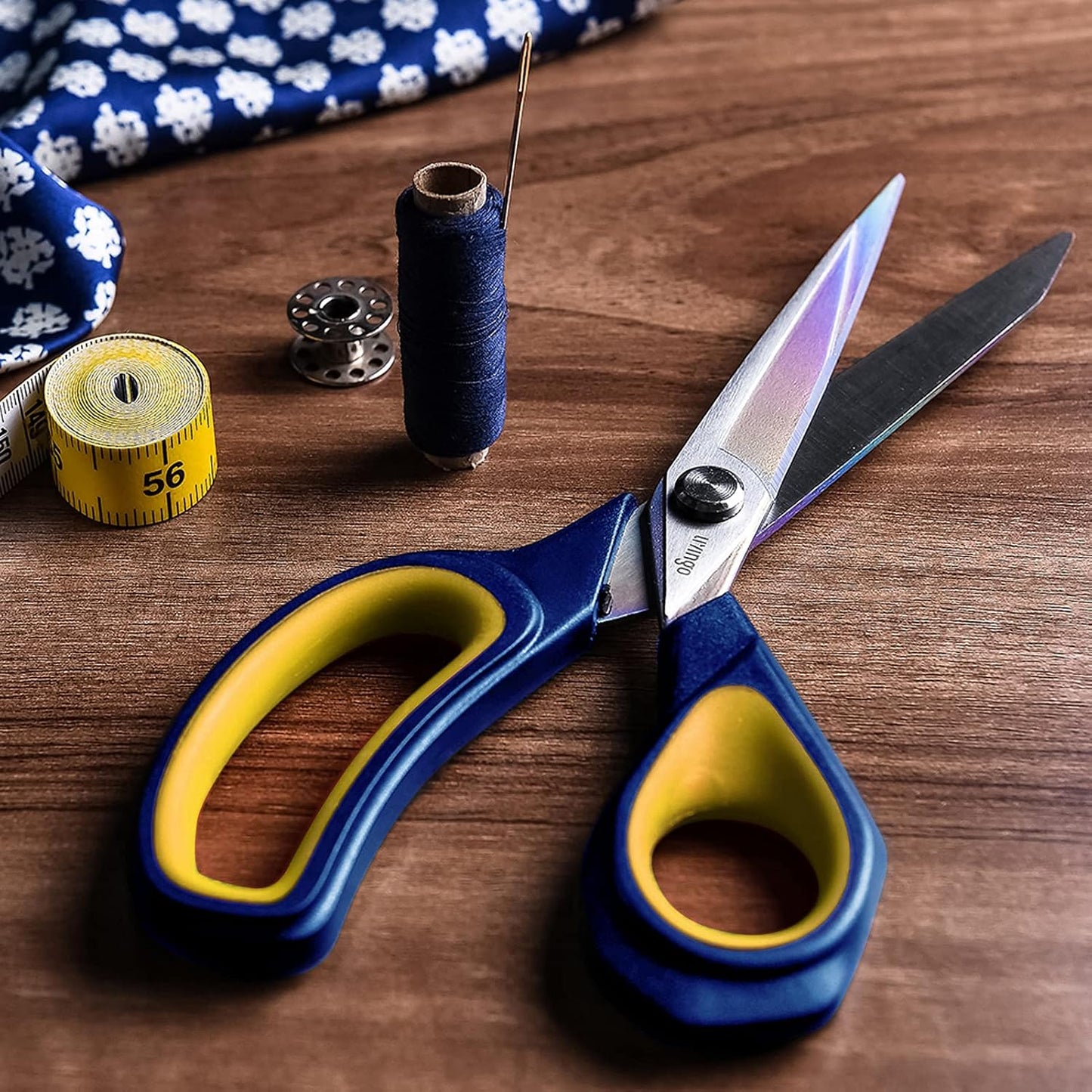 Fabric Scissors 9.5" Titanium Coated Heavy Duty Sewing Shears | Sharp Forged Stainless Steel Edge, Ergonomic Grip, Dressmaking Leather Cutting Craft Supplies
