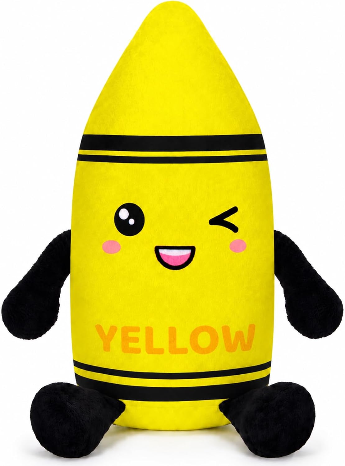 Classroom Stationery Plush Cute Composition Note Pencil Crayon Plush Toys Classroom Decor Book Character Stuffed Animal for Reading Room Decor Teacher Gift(Crayon,Yellow)