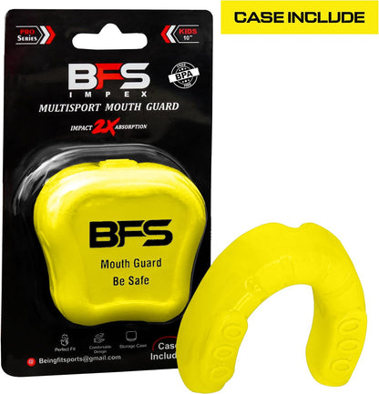 Sports Mouth Guard for Kids,Youth,Boys,Girls,Child Teen Mouthguard with Case (BPA Free) for Boxing, Martial Arts,MMA Karate,Lacrosse,Football,Soccer and All Contact Sports (Yellow)