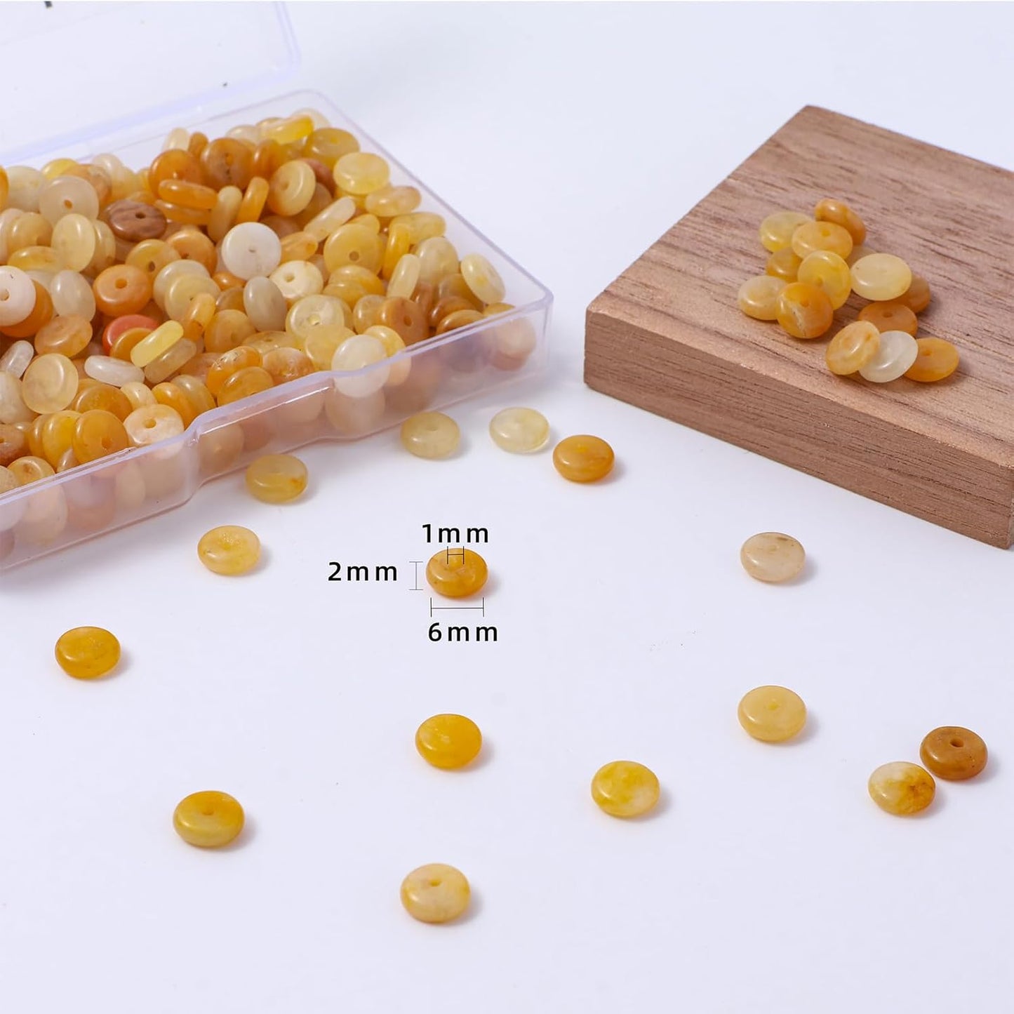 Natural Yellow Jade Disk Stone Spacer Beads 6x2mm 38cm/str Flat Rondelle Loose Semi Gemstone Caps for Making Bracelets Necklace
