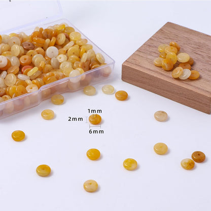 Natural Yellow Jade Disk Stone Spacer Beads 6x2mm 38cm/str Flat Rondelle Loose Semi Gemstone Caps for Making Bracelets Necklace