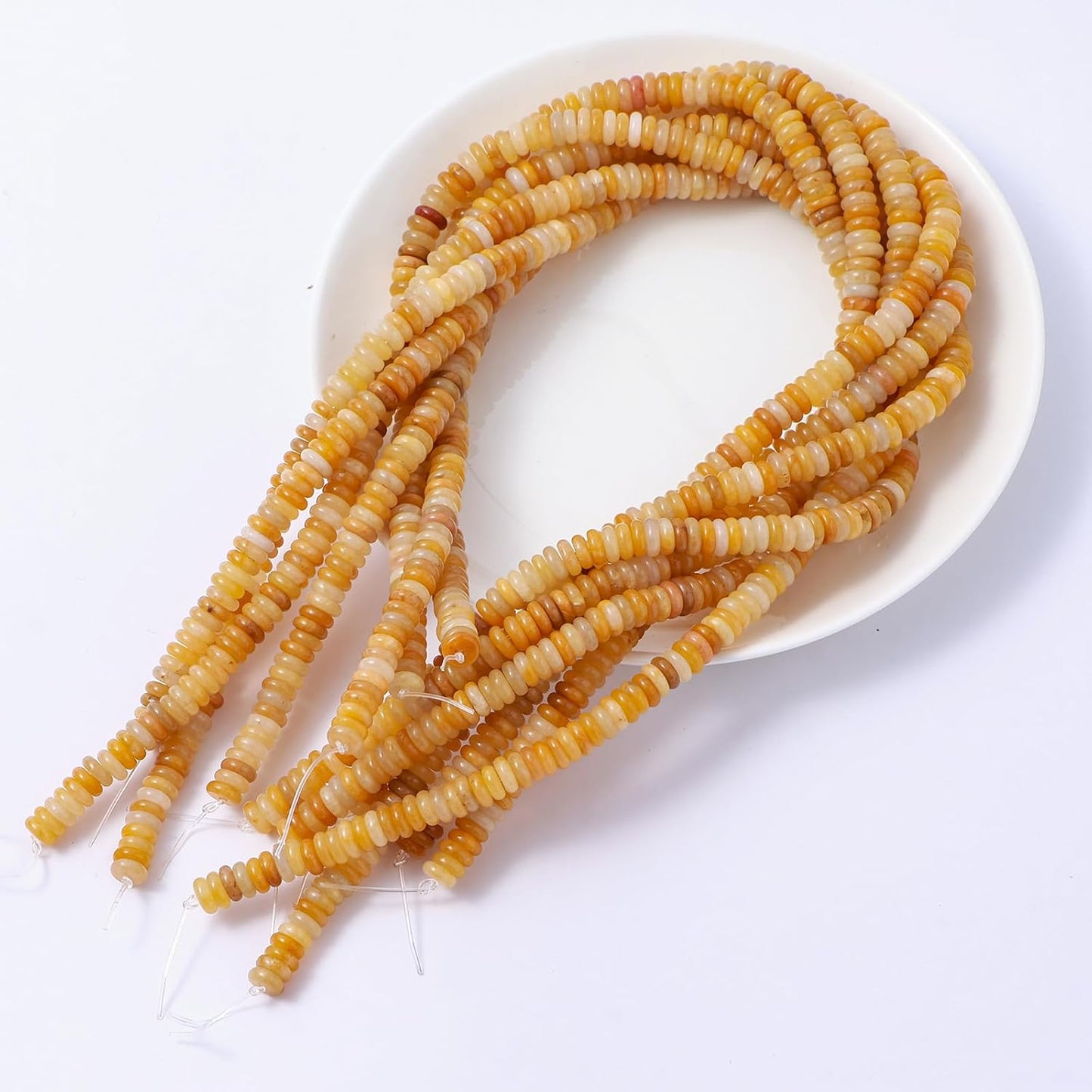 Natural Yellow Jade Disk Stone Spacer Beads 6x2mm 38cm/str Flat Rondelle Loose Semi Gemstone Caps for Making Bracelets Necklace