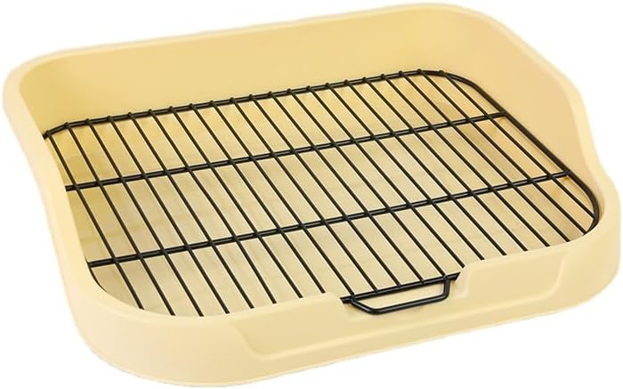 Dog Toilet，Pee Pad Holder 19.3""×15.35"" Pet Indoor Dog Training Toilet Dog Litter Box Plastic Potty Tray (Yellow)