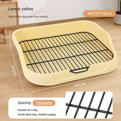 Dog Toilet，Pee Pad Holder 19.3""×15.35"" Pet Indoor Dog Training Toilet Dog Litter Box Plastic Potty Tray (Yellow)