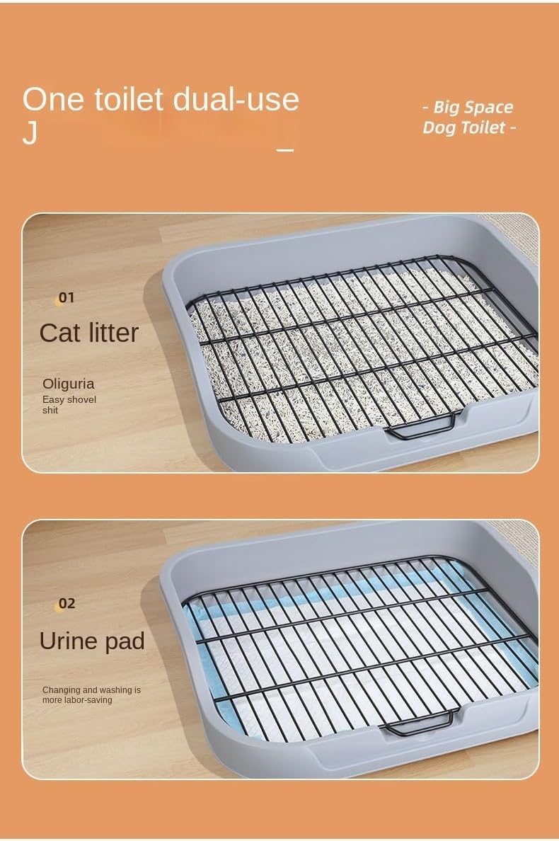 Dog Toilet，Pee Pad Holder 19.3""×15.35"" Pet Indoor Dog Training Toilet Dog Litter Box Plastic Potty Tray (Yellow)