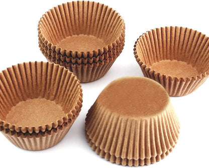 Standard Size Baking Cups Food-Grade Greaseproof Paper Cupcake Liners 200 Pcs (Natural)