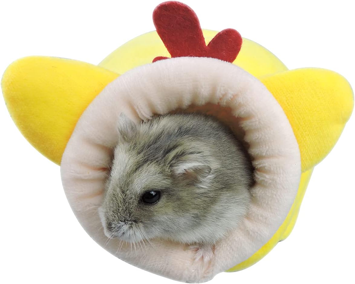 WishLotus Mini Soft and Warm Hamster House - Cute Non-Slip Sleeping Nest for Dwarf Hamsters, Mini Hedgehogs and Small Pets (Yellow)