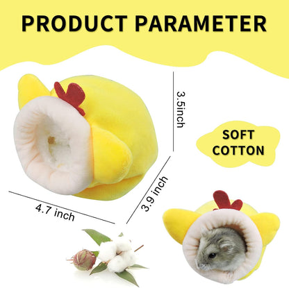 WishLotus Mini Soft and Warm Hamster House - Cute Non-Slip Sleeping Nest for Dwarf Hamsters, Mini Hedgehogs and Small Pets (Yellow)