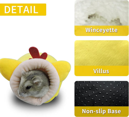 WishLotus Mini Soft and Warm Hamster House - Cute Non-Slip Sleeping Nest for Dwarf Hamsters, Mini Hedgehogs and Small Pets (Yellow)
