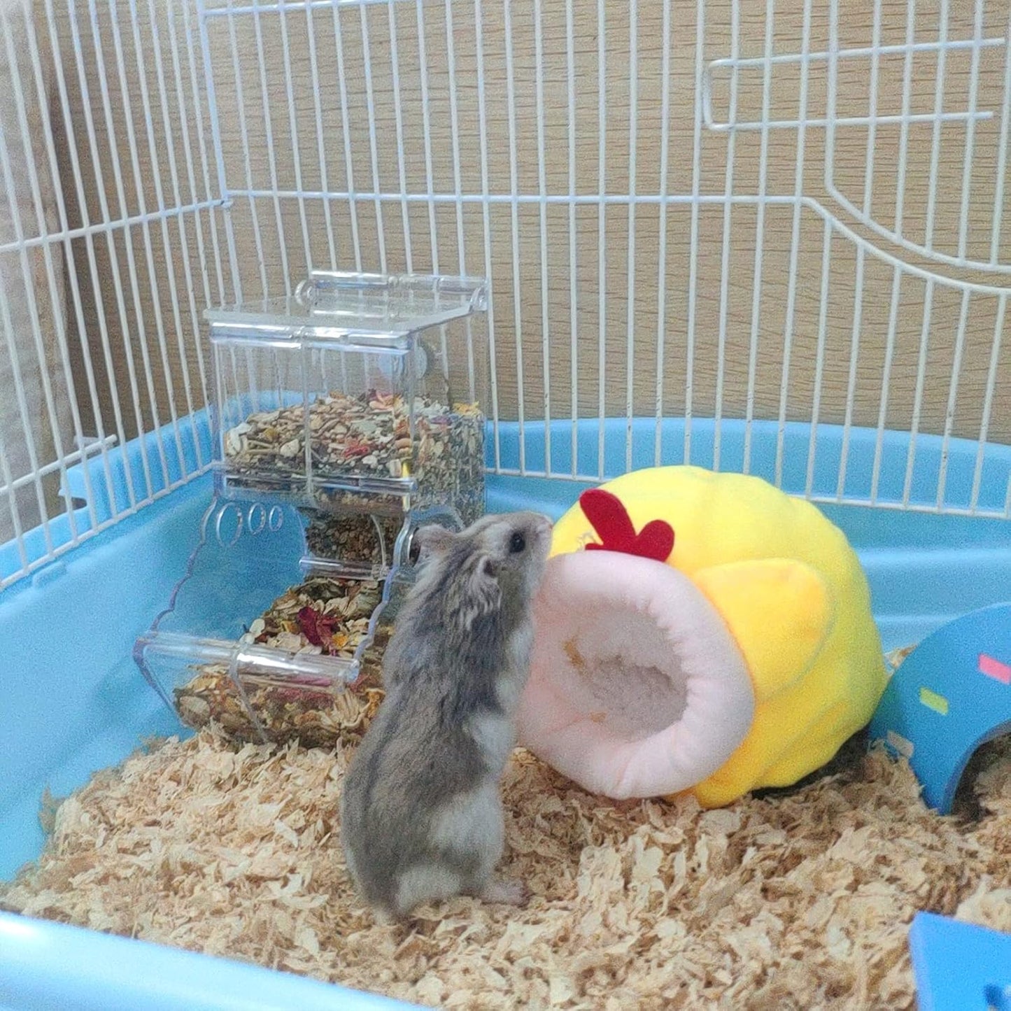 WishLotus Mini Soft and Warm Hamster House - Cute Non-Slip Sleeping Nest for Dwarf Hamsters, Mini Hedgehogs and Small Pets (Yellow)