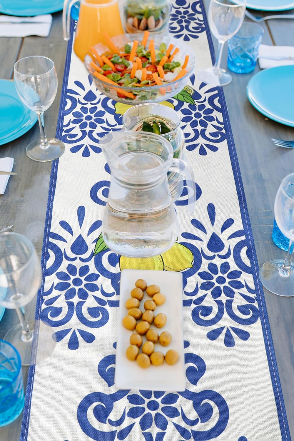 Lemon Table Runners Italy Kitchen Capri Dining Party Decorations for Home Summer Farmhouse Decor Yellow Table Runner 13x72 Inch