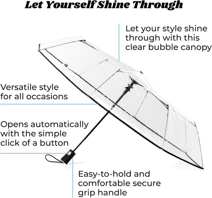 Compact Auto Open Folding Umbrella with Enhanced Visibility