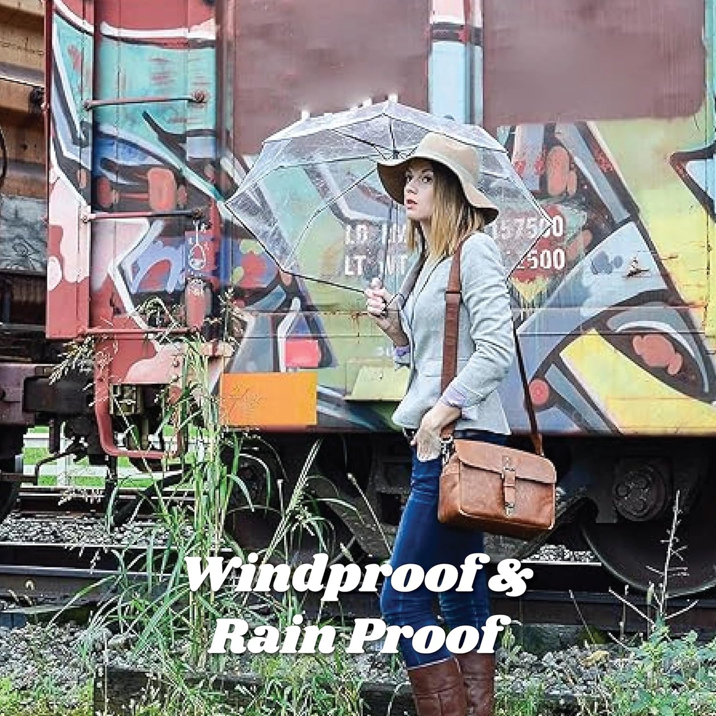 Compact Auto Open Folding Umbrella with Enhanced Visibility