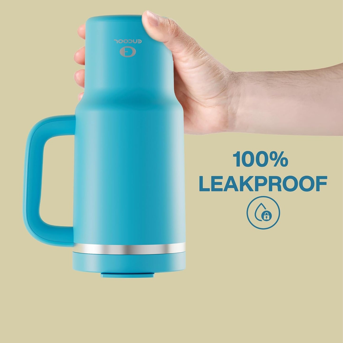 40 oz Tumbler with Handle and Straw: Stainless Steel Insulated Tumbler Keeps Cold for 24 Hours, Leakproof Travel Cup Fits in Cup Holder and BPA-Free,Elfin Yellow