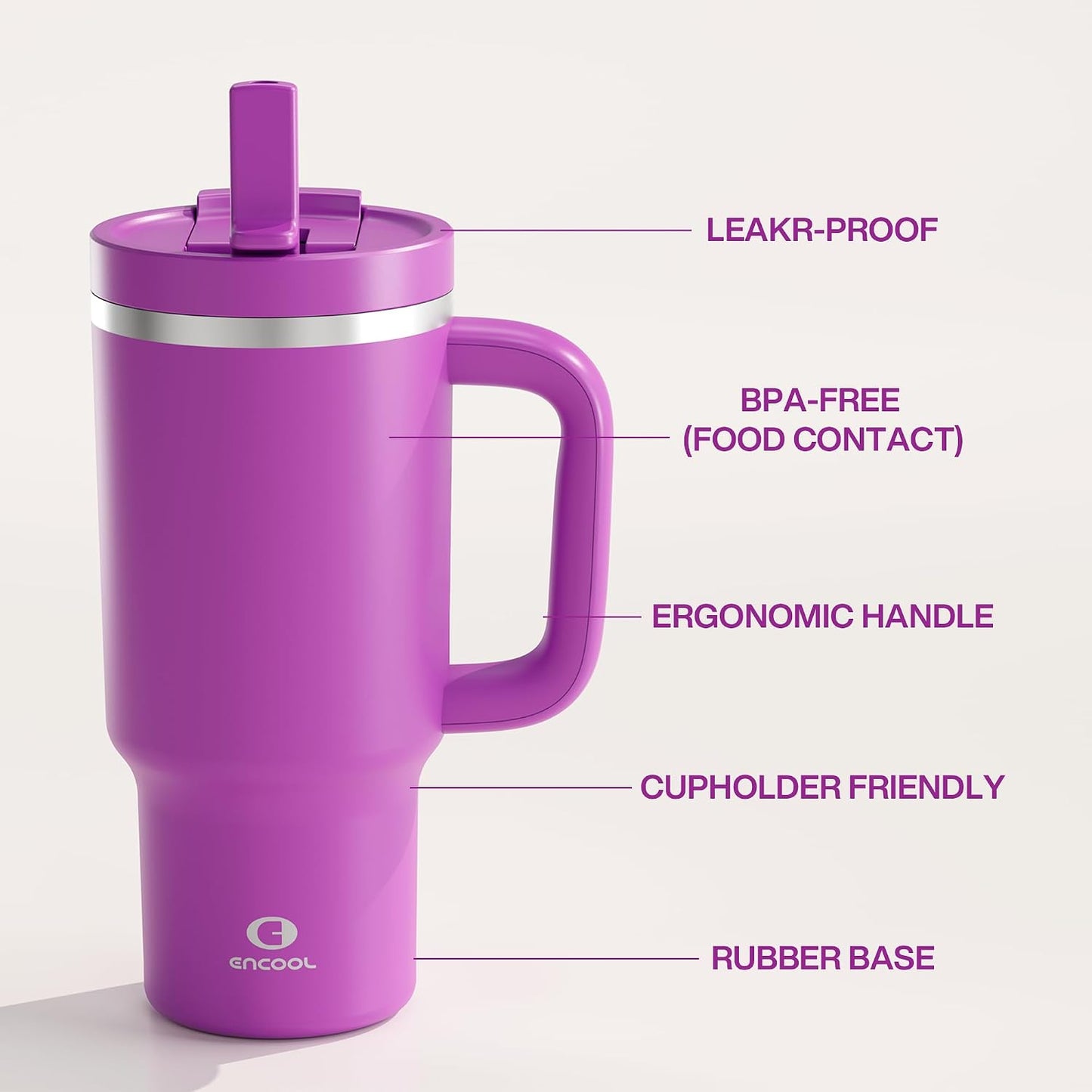 40 oz Tumbler with Handle and Straw: Stainless Steel Insulated Tumbler Keeps Cold for 24 Hours, Leakproof Travel Cup Fits in Cup Holder and BPA-Free,Elfin Yellow
