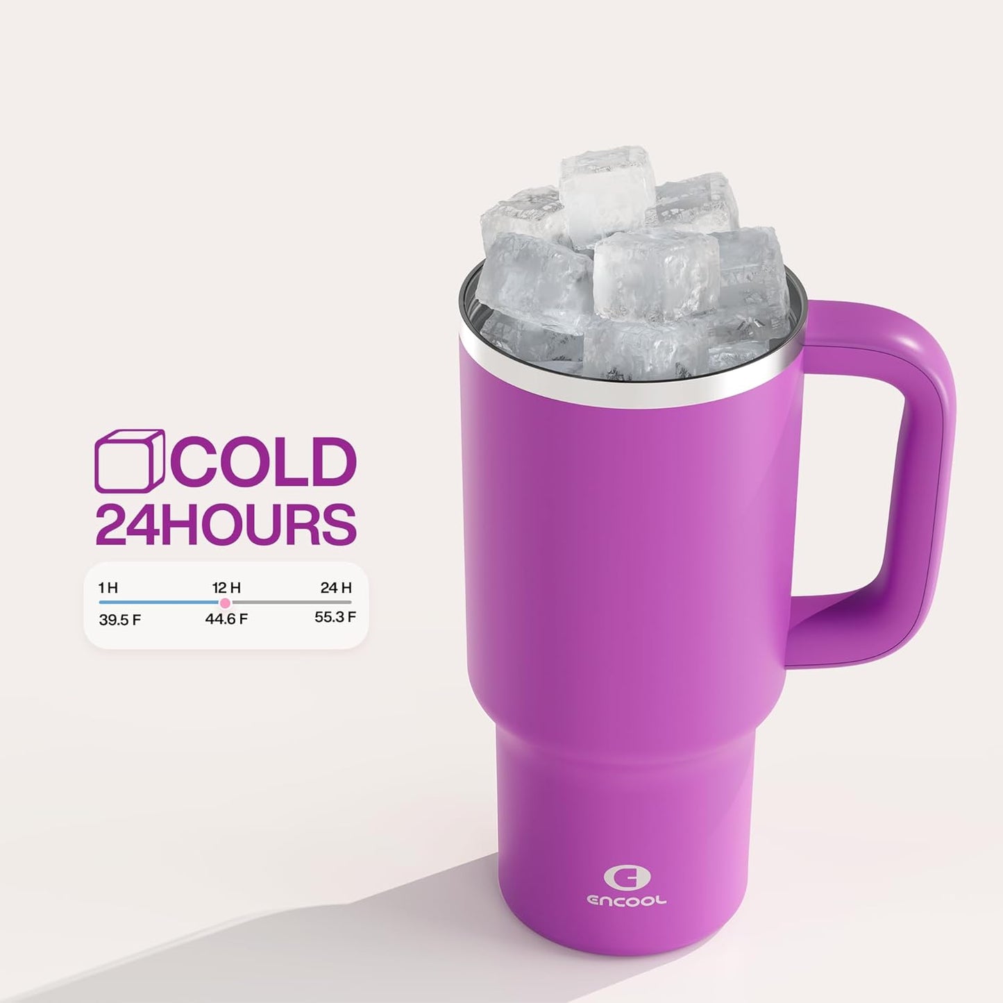 40 oz Tumbler with Handle and Straw: Stainless Steel Insulated Tumbler Keeps Cold for 24 Hours, Leakproof Travel Cup Fits in Cup Holder and BPA-Free,Elfin Yellow