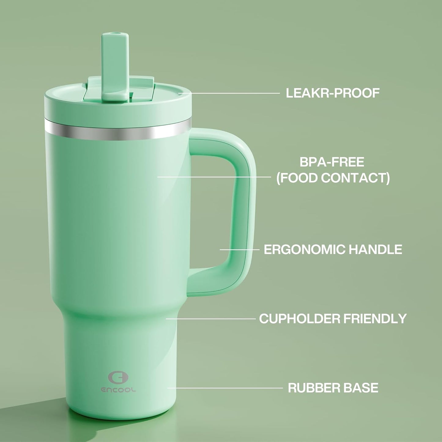 40 oz Tumbler with Handle and Straw: Stainless Steel Insulated Tumbler Keeps Cold for 24 Hours, Leakproof Travel Cup Fits in Cup Holder and BPA-Free,Elfin Yellow