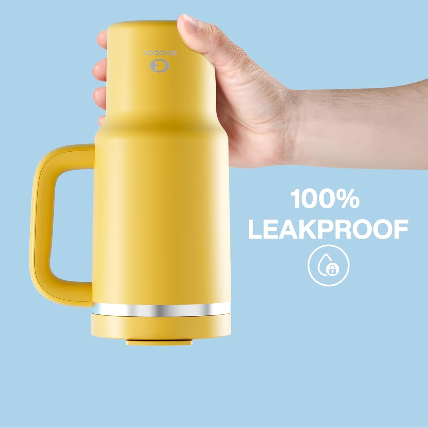 40 oz Tumbler with Handle and Straw: Stainless Steel Insulated Tumbler Keeps Cold for 24 Hours, Leakproof Travel Cup Fits in Cup Holder and BPA-Free,Elfin Yellow