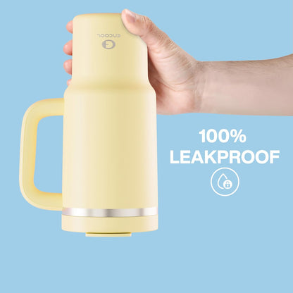 40 oz Tumbler with Handle and Straw: Stainless Steel Insulated Tumbler Keeps Cold for 24 Hours, Leakproof Travel Cup Fits in Cup Holder and BPA-Free,Elfin Yellow