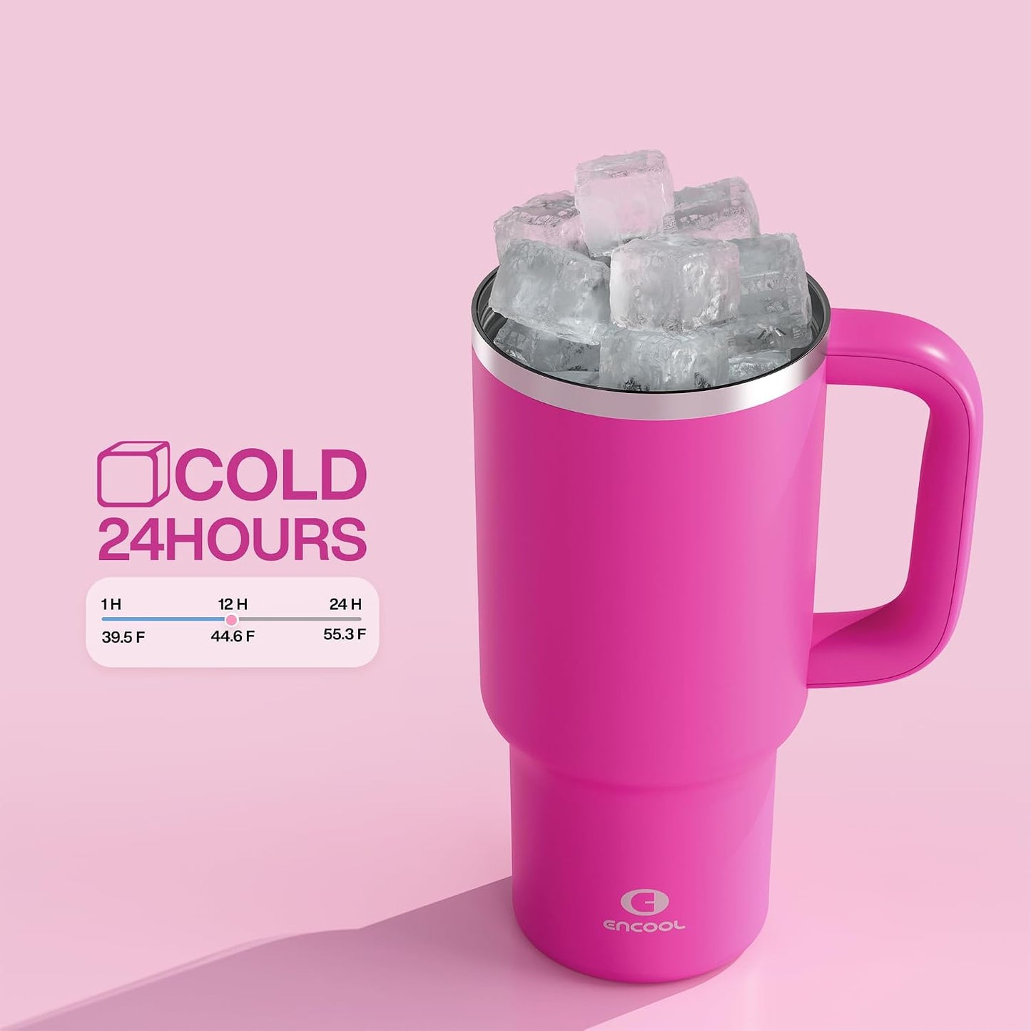 40 oz Tumbler with Handle and Straw: Stainless Steel Insulated Tumbler Keeps Cold for 24 Hours, Leakproof Travel Cup Fits in Cup Holder and BPA-Free,Elfin Yellow