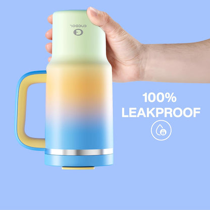 40 oz Tumbler with Handle and Straw: Stainless Steel Insulated Tumbler Keeps Cold for 24 Hours, Leakproof Travel Cup Fits in Cup Holder and BPA-Free,Elfin Yellow