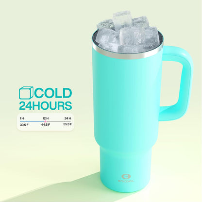 40 oz Tumbler with Handle and Straw: Stainless Steel Insulated Tumbler Keeps Cold for 24 Hours, Leakproof Travel Cup Fits in Cup Holder and BPA-Free,Elfin Yellow