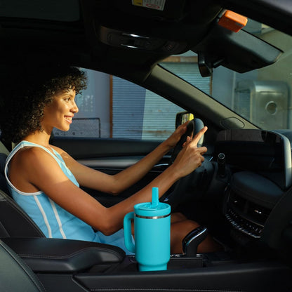 40 oz Tumbler with Handle and Straw: Stainless Steel Insulated Tumbler Keeps Cold for 24 Hours, Leakproof Travel Cup Fits in Cup Holder and BPA-Free,Elfin Yellow