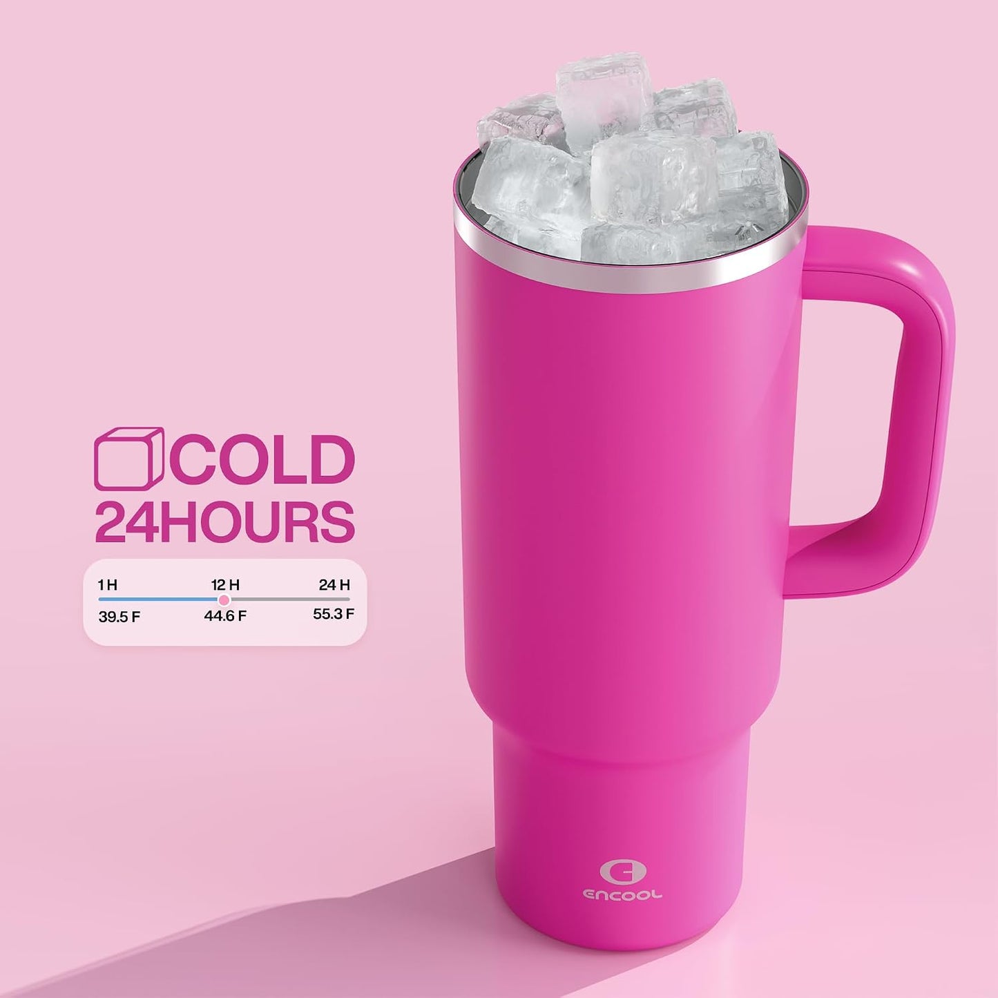 40 oz Tumbler with Handle and Straw: Stainless Steel Insulated Tumbler Keeps Cold for 24 Hours, Leakproof Travel Cup Fits in Cup Holder and BPA-Free,Elfin Yellow
