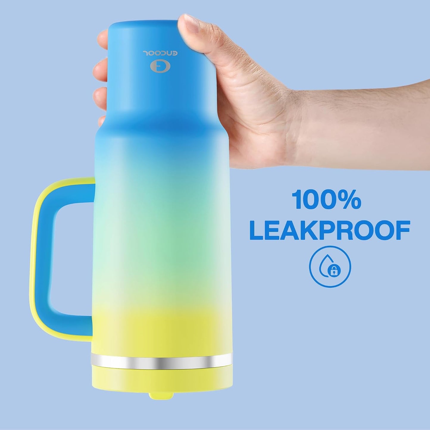 40 oz Tumbler with Handle and Straw: Stainless Steel Insulated Tumbler Keeps Cold for 24 Hours, Leakproof Travel Cup Fits in Cup Holder and BPA-Free,Elfin Yellow