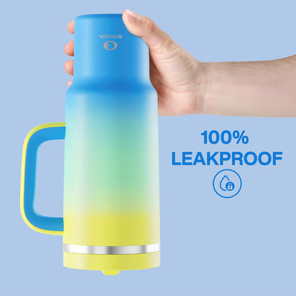 40 oz Tumbler with Handle and Straw: Stainless Steel Insulated Tumbler Keeps Cold for 24 Hours, Leakproof Travel Cup Fits in Cup Holder and BPA-Free,Elfin Yellow