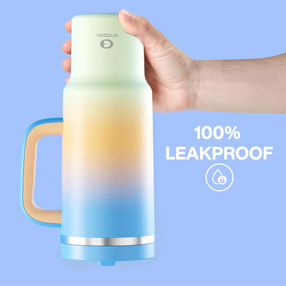 40 oz Tumbler with Handle and Straw: Stainless Steel Insulated Tumbler Keeps Cold for 24 Hours, Leakproof Travel Cup Fits in Cup Holder and BPA-Free,Elfin Yellow