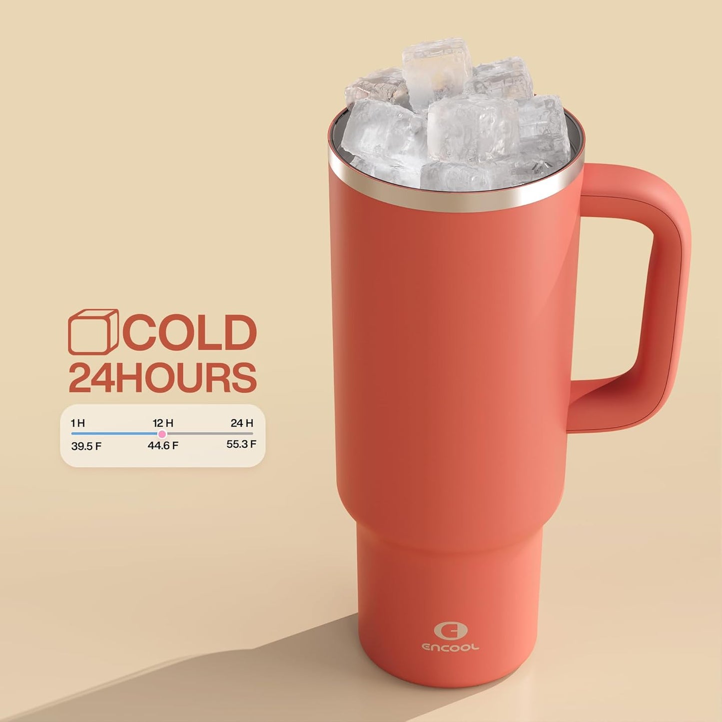 40 oz Tumbler with Handle and Straw: Stainless Steel Insulated Tumbler Keeps Cold for 24 Hours, Leakproof Travel Cup Fits in Cup Holder and BPA-Free,Elfin Yellow