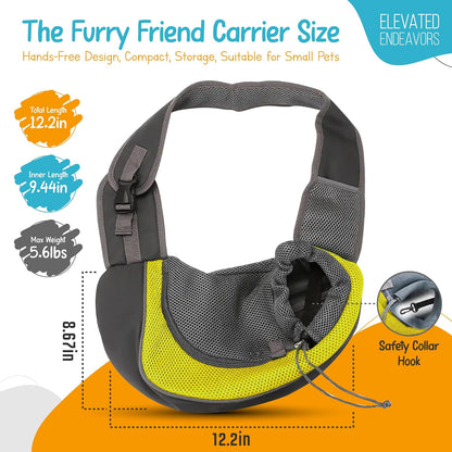Dog Sling Carrier for Small & Medium Dogs - Breathable Mesh Puppy Travel Bag with Adjustable Strap, Zipper Touch Pocket- Perfect Pet Sling for Outdoor, Travel- Keep pet Comfortable (0-15lb, Yellow)