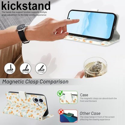 Compatible with iPhone 17 Wallet Case with Card Holder[RFID Blocking],Women's PU Leather Phone Case Shockproof Protective Flip Cover with Card Credit Slot,Yellow Small Floral Pattern