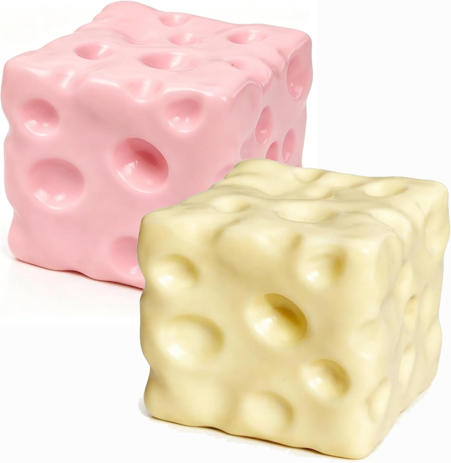 Yellow Squeeze Cheese Squishy - Squeeze Luck Cheese Squishy Skin Soft , Soft Novelty Slow Rising Sensory Cheese Stress & Anxiety Relief Fidget Toys (Pink & Yellow, L(7cm))