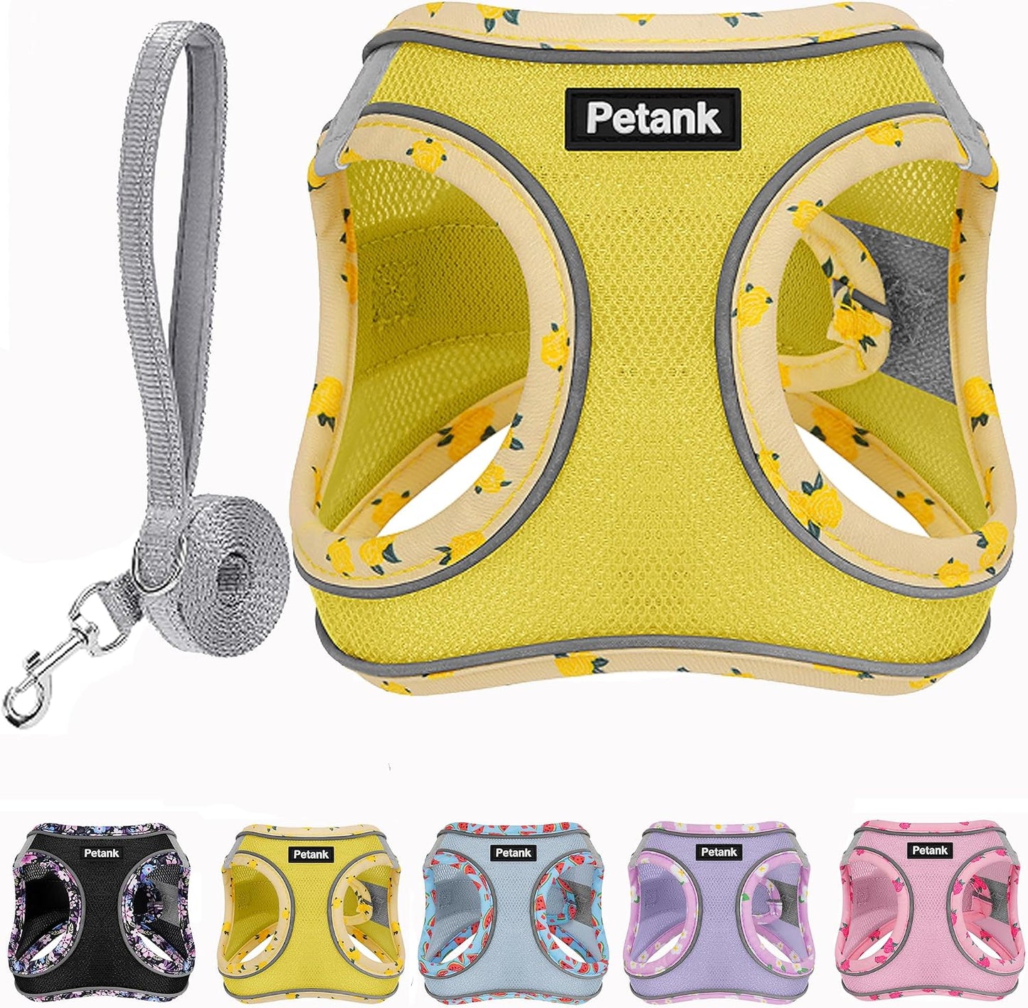 Dog Harness for Small Medium Dogs Cats No Pull, XXS Puppy Harness and Leash Set, Mesh Adjustable Breathable Light Vest for Walking, Running, Training. (Yellow, XXS)