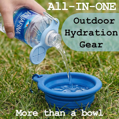 Collapsible Dog Bowl, Portable Silicone Dog Water Bowl with Carabiner, Foldable Travel Bowl for Walking, Hiking, Camping and Road Trips, 12oz, Yellow, Small