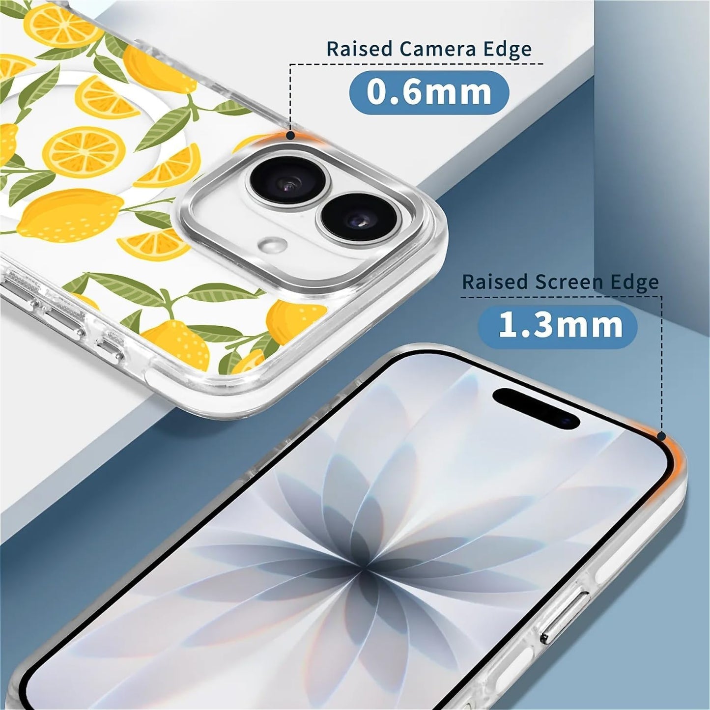 for iPhone 17 Case, Clear with Lemon Yellow Pattern Compatible with Magsafe Soft Protective Case for Women Girl (White)