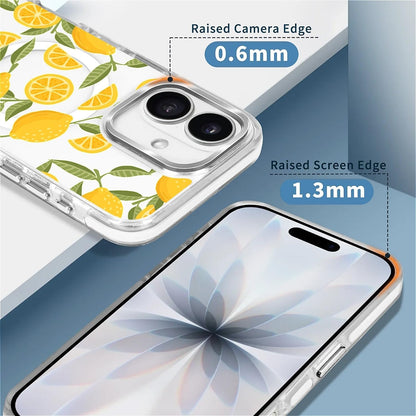 for iPhone 17 Case, Clear with Lemon Yellow Pattern Compatible with Magsafe Soft Protective Case for Women Girl (White)