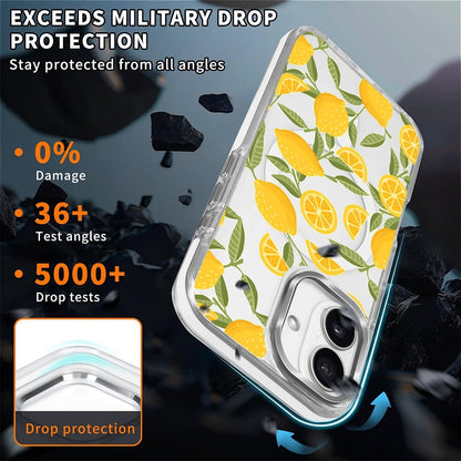 for iPhone 17 Case, Clear with Lemon Yellow Pattern Compatible with Magsafe Soft Protective Case for Women Girl (White)