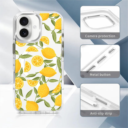 for iPhone 17 Case, Clear with Lemon Yellow Pattern Compatible with Magsafe Soft Protective Case for Women Girl (White)
